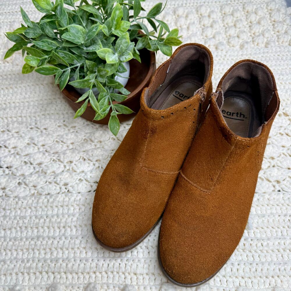 EARTH Women's 9 Buxton Suede Leather Ankle Boot Shoe Cognac Brown - Picture 4 of 13